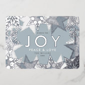ジョイフロステッド雪片シルバーフォイルホリデーカード 箔招待状 (正面)