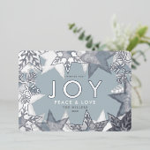 ジョイフロステッド雪片シルバーフォイルホリデーカード 箔招待状 (立ち正面)