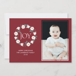 ジョイフローラリース赤面ブルゴーニュのクリスマスフォト シーズンカード