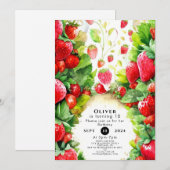 ジョイブカラフルホストロベリー誕生日 招待状 (正面/裏面)