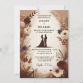 ジョイブラウン秋ウッドペーパリーリサイクル紙結婚ズ 招待状 (正面)