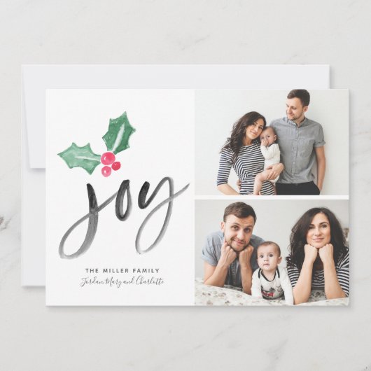 ジョイブラシスクリプトホリデー |クリスマス2枚フォトカード (正面)