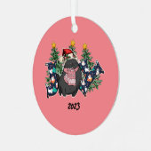 ジョイブラックキャットクリスマス メタルオーナメント (正面左)