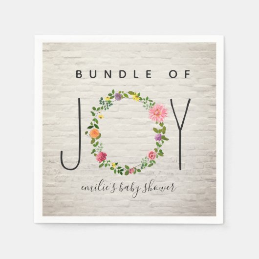ジョイブリックのバンドルリースフローラベビーシャワー スタンダードカクテルナプキン (正面)