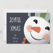 ジョイブルクリスマスハッピー雪だるまブルー シーズンカード (正面)