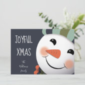 ジョイブルクリスマスハッピー雪だるまブルー シーズンカード (スタンド正面)