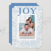 ジョイブルーホワイトフローラパーソナライズされた写真 シーズンカード (正面/裏面)