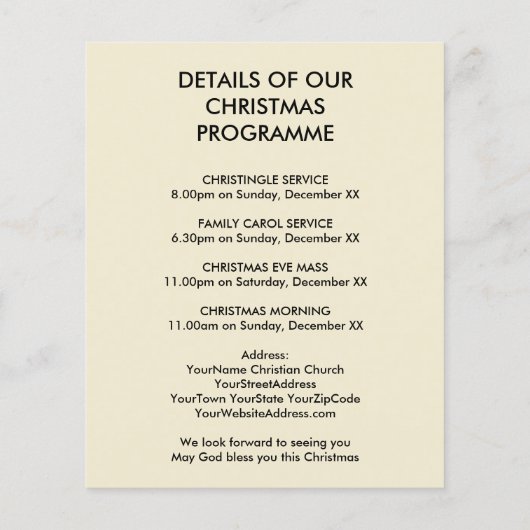 ジョイプリン教会クリスマスサービス招待状 (裏面)