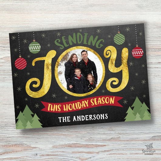 ジョイホリデーシーズン金ゴールドクリスマスオーナメントの送信 シーズンカード