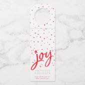 ジョイホリデースタイリッシュシンプルモダンおもしろい赤いきらめき ボトルネックタグ (正面)