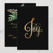 ジョイホリデーブラック金ゴールドパーソナライズされたエレガント シーズンカード (正面/裏面)