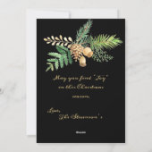 ジョイホリデーブラック金ゴールドパーソナライズされたエレガント シーズンカード (裏面)