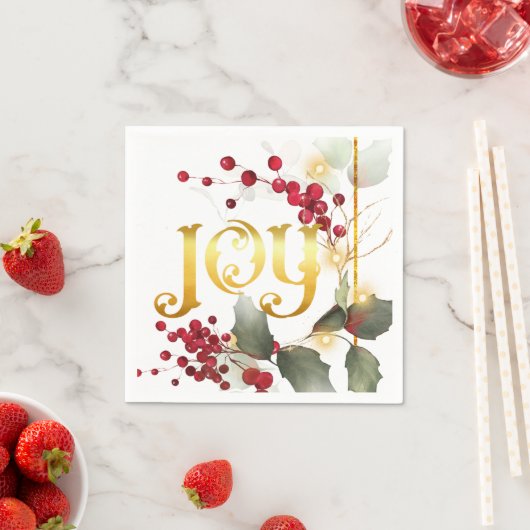ジョイホリデーポインテセティアスホリーベリー スタンダードカクテルナプキン (インサイチュ)