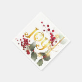 ジョイホリデーポインテセティアスホリーベリー スタンダードカクテルナプキン (角)