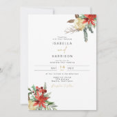 ジョイホリデーポイントセティアウィンターレッドフローラ結婚ズ 招待状 (正面)