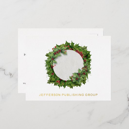 ジョイホリーリースモダンビジ企業のネス 箔シーズンポストカード (正面/裏面)