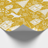 ジョイホワイト金ゴールドクリスマス ラッピングペーパー (角)