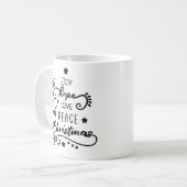 ジョイホープ愛の平和クリスマスプリント白モダン色 コーヒーマグカップ (正面左)