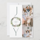 ジョイボタニカルパインリースフォトコラージクリスマス シーズンカード (正面)