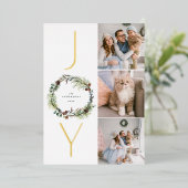 ジョイボタニカルパインリースフォトコラージクリスマス 箔シーズンカード (立ち正面)