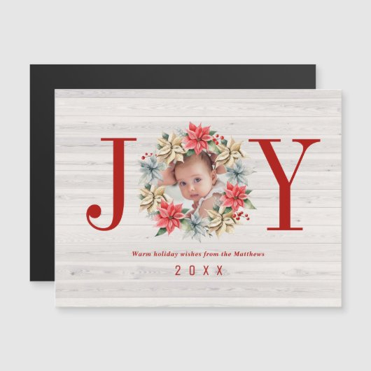 ジョイポインセチアリースと写真磁気カード (正面/裏面)