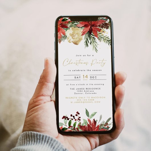 ジョイポインセティアレッドフローラホリデーパーティー 招待状