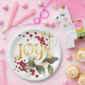 ジョイポインテセティアスホリーベリー紙プレート ペーパープレート (パーティー)