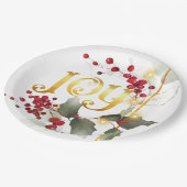 ジョイポインテセティアスホリーベリー紙プレート ペーパープレート (アングル)