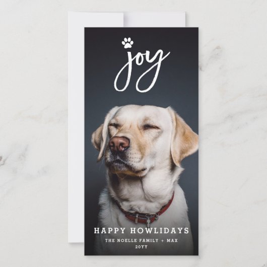 ジョイポープリントブラシスクリプト犬の恋人フォトペット シーズンカード (正面)