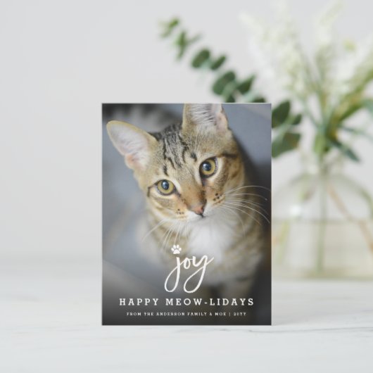 ジョイポープリントブラシスクリプト犬の恋人フォトペット シーズンポストカード (スタンド正面)