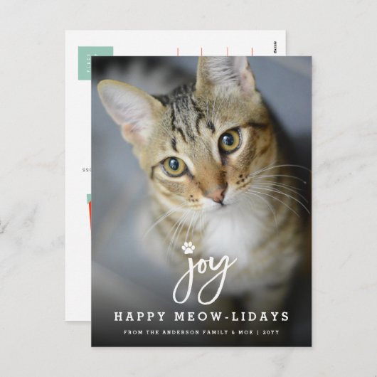 ジョイポープリントブラシスクリプト犬の恋人フォトペット シーズンポストカード (正面/裏面)