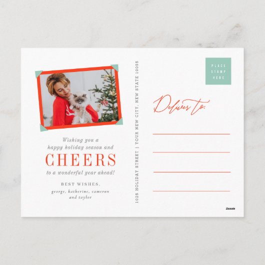 ジョイポープリントブラシスクリプト犬の恋人フォトペット シーズンポストカード (裏面)