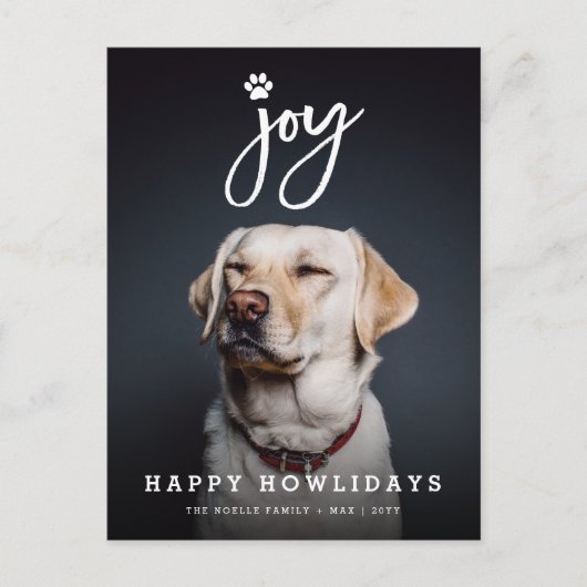 ジョイポープリントブラシスクリプト犬の恋人フォトペット シーズンポストカード (正面)