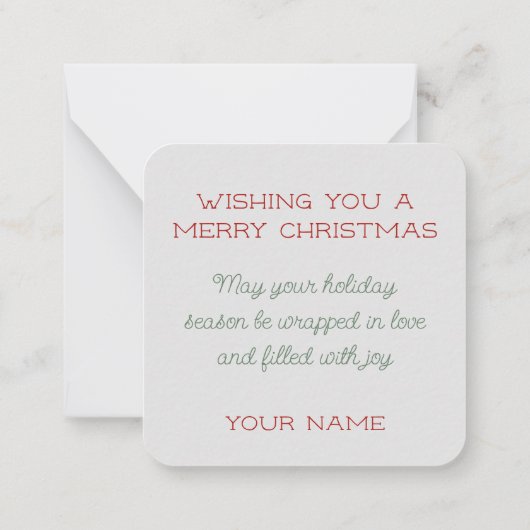 ジョイミニクリスマスカードのギフト ノートカード (裏面)