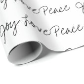 ジョイミニマルラブピースタイポグラフィ白黒 ラッピングペーパー (ロールコーナー)