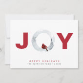 ジョイミニマルレッド（鳥）ショウジョウコウカンチョウウォーター色クリスマス シーズンカード (正面)