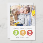 ジョイメリークリスマスフォトカードレッドグリーン シーズンカード (正面)