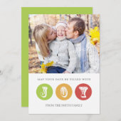 ジョイメリークリスマスフォトカードレッドグリーン シーズンカード (正面/裏面)