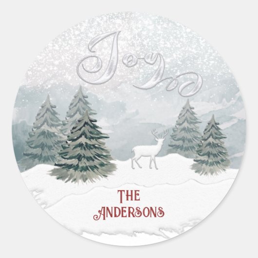 ジョイモダンウォーター色の冬のシーン ラウンドシール (正面)