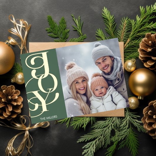 ジョイモダンエレガントタイポグラフィグミニマルリーン 箔シーズンポストカード