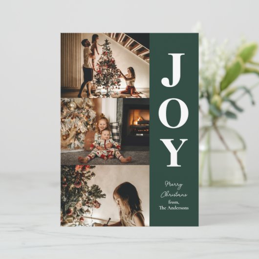 ジョイモダングリーンクリスマス3フォトコラージュ シーズンカード (スタンド正面)