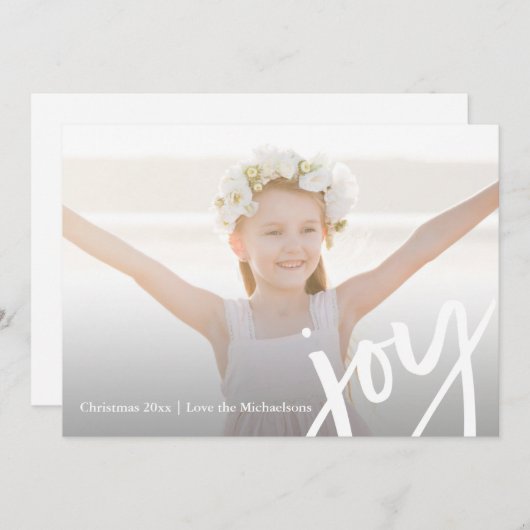 ジョイモダンタイポグラフィフォトクエレガントリスマス シーズンカード (正面/裏面)