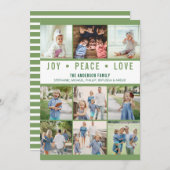 ジョイモダンピースラブフォトコラージグリーンホリデー シーズンカード (正面/裏面)