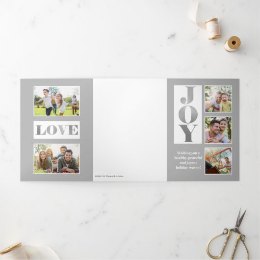 ジョイモダンブロック文字3 – フォトシルバー 三つ折りカード (外部)