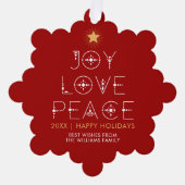ジョイモダンラブ平和クリスマスホリデー写真 オーナメントカード (正面)