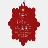 ジョイモダンラブ平和クリスマスホリデー写真 オーナメントカード (左)