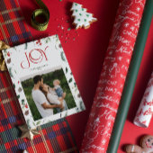 ジョイモダンレッドベリーボタニカルフォトクリスマス シーズンカード