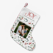 ジョイモダンレッドベリーボタニカルフォトクリスマス スモールクリスマスストッキング (正面 (吊り時))