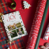 ジョイモダンレッドベリーボタニカル3フォトクリスマス シーズンカード