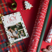 ジョイモダンレッドベリーボタニカル3フォトクリスマス シーズンカード